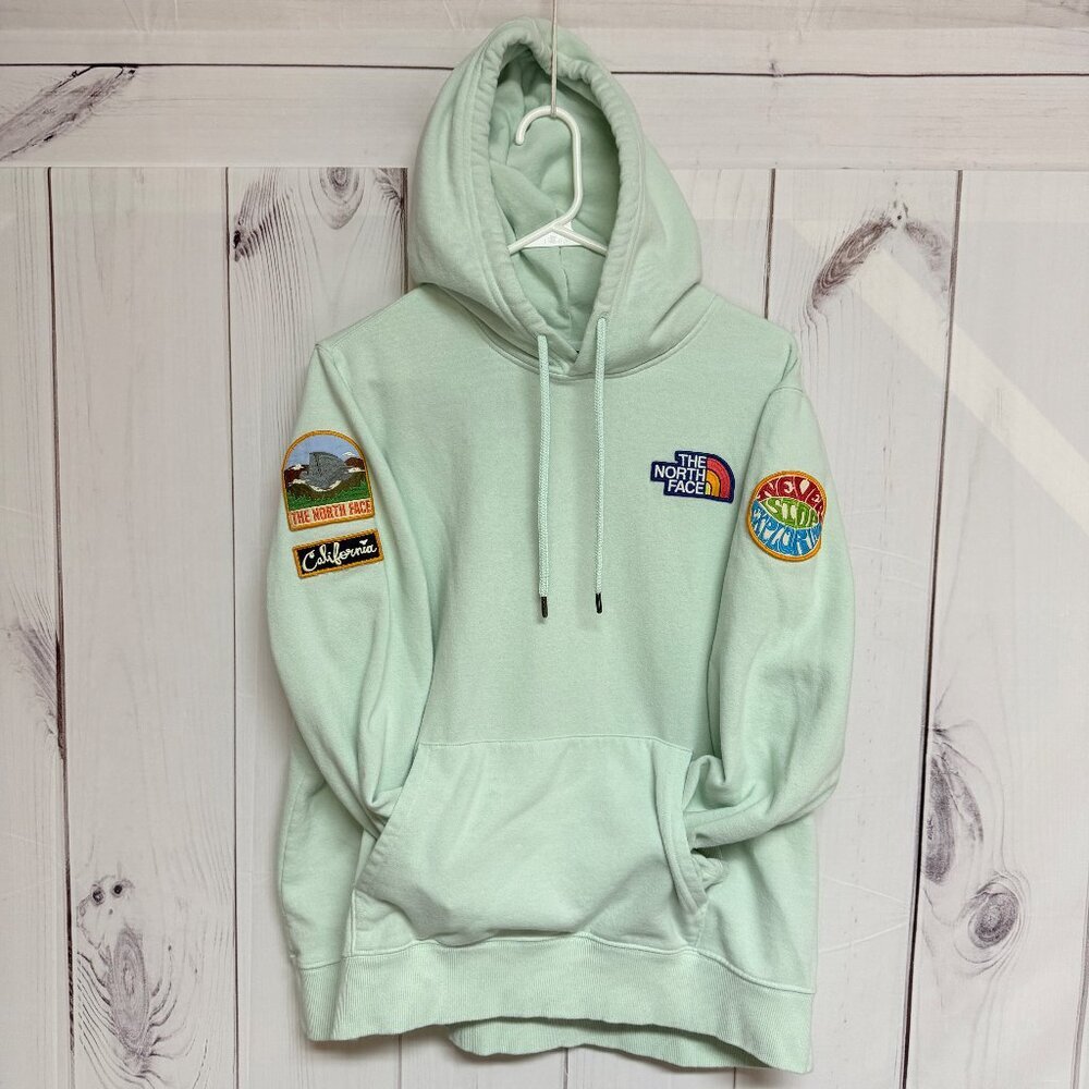 The North‎ Face Women’s Novelty Patch Hoodie XL Mint Green EUC